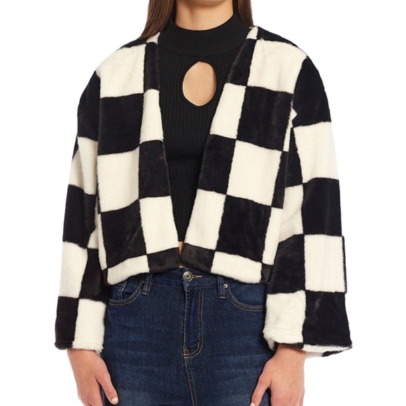 Dillard's Love & Piece Faux Fur Open-Front Sweater - Picture 3 of 5